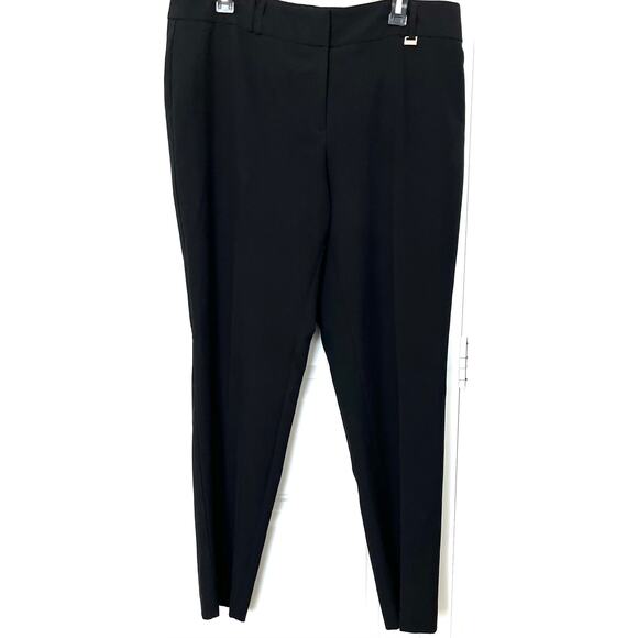Anne Klein Pants - ANNE KLEIN HI-RISE STRAIGHT LEG ZIP-UP PANTS, WOMENS, 12, BLACK-CASUAL TO DRESSY